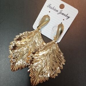Gold Leaf Drop Earrings